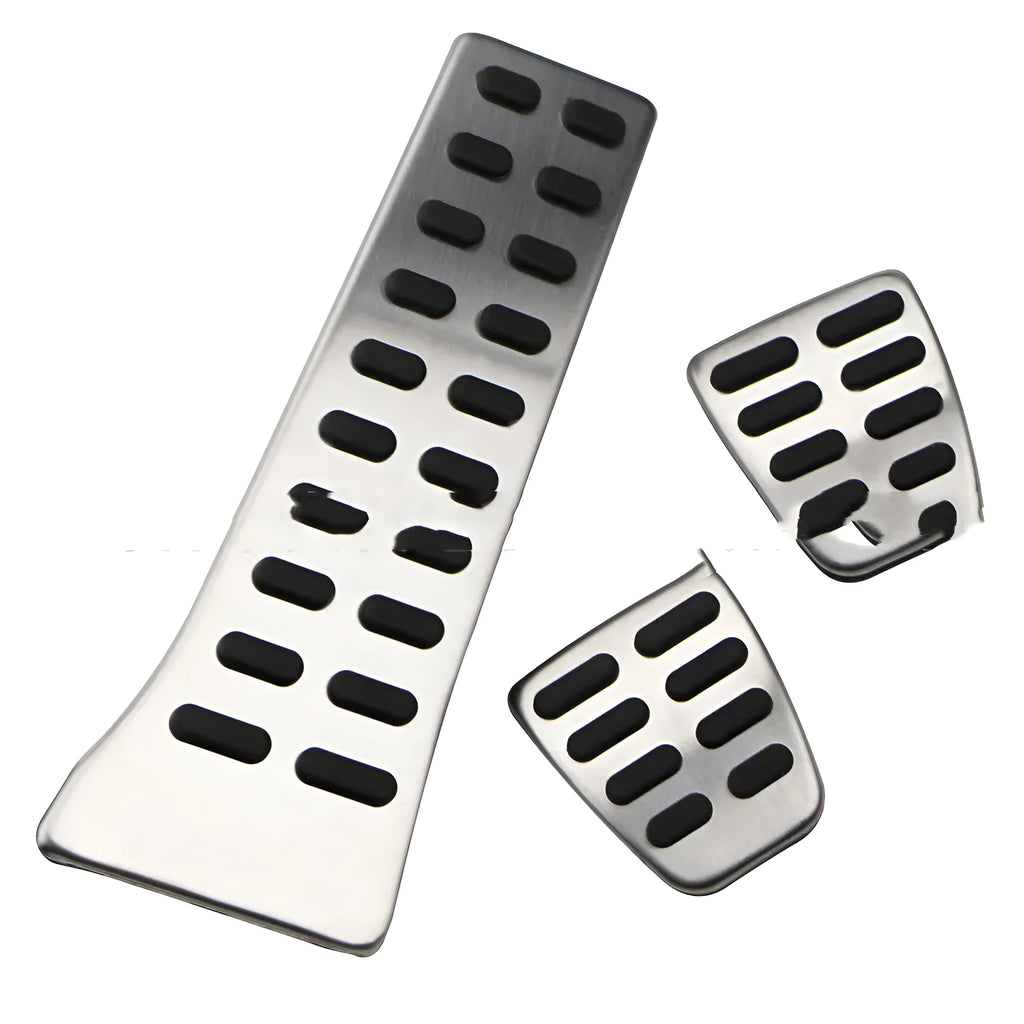 Stainless steel car accelerator pedal replacement set for Hyundai models on a white background.