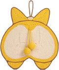 Yellow corgi butt design cat scratching board with sisal surface and anti-slip base