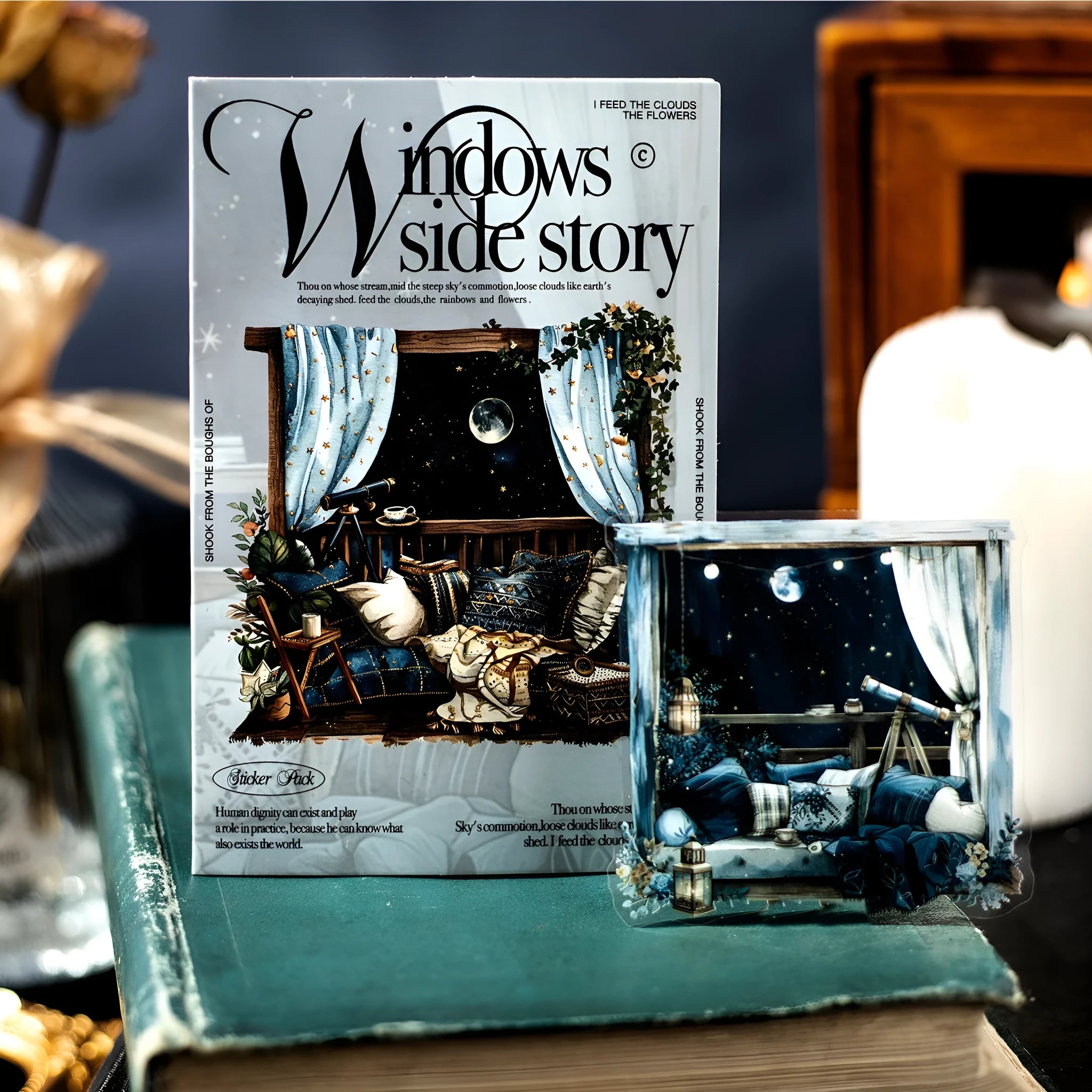 Retro-style Window Story Series decorative vinyl sticker set for journals in multiple colour themes.