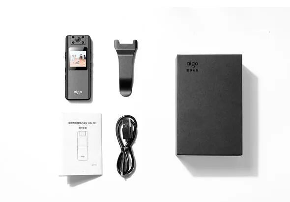 DSJ-S11 black body worn camera showing front lens, display screen, and magnetic clip mount