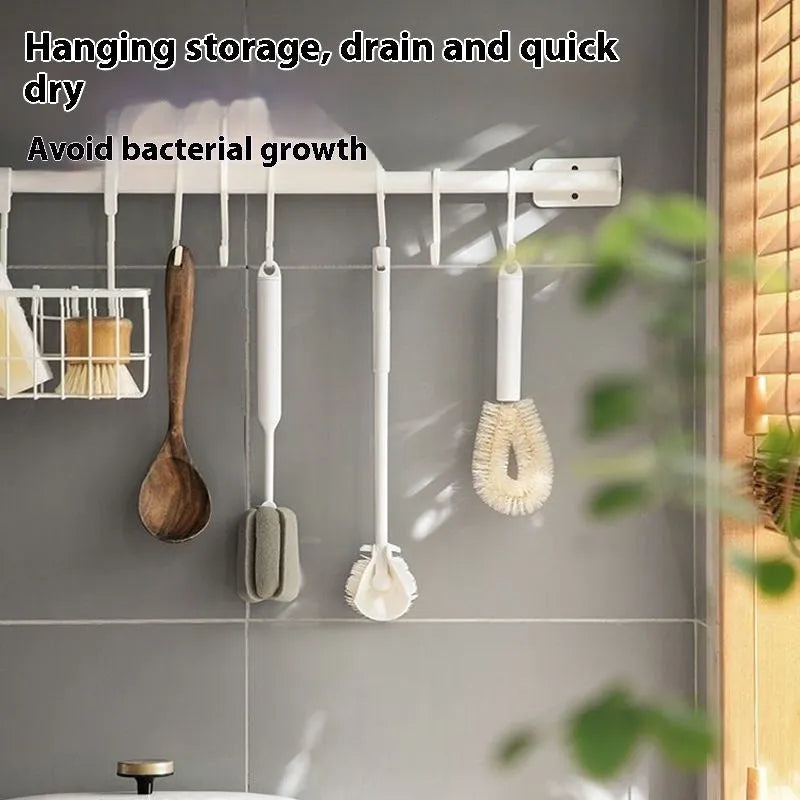 Long handle cup brush with plastic bristles, designed for cleaning cups and bottles