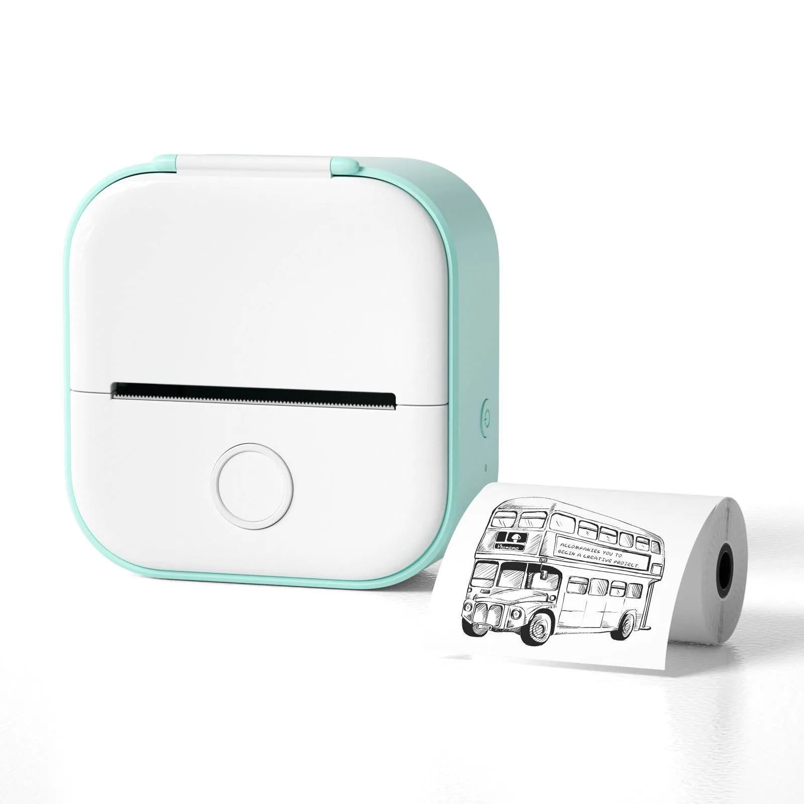 Mini portable USB printer with rabbit ear protective case and paper roll for home use