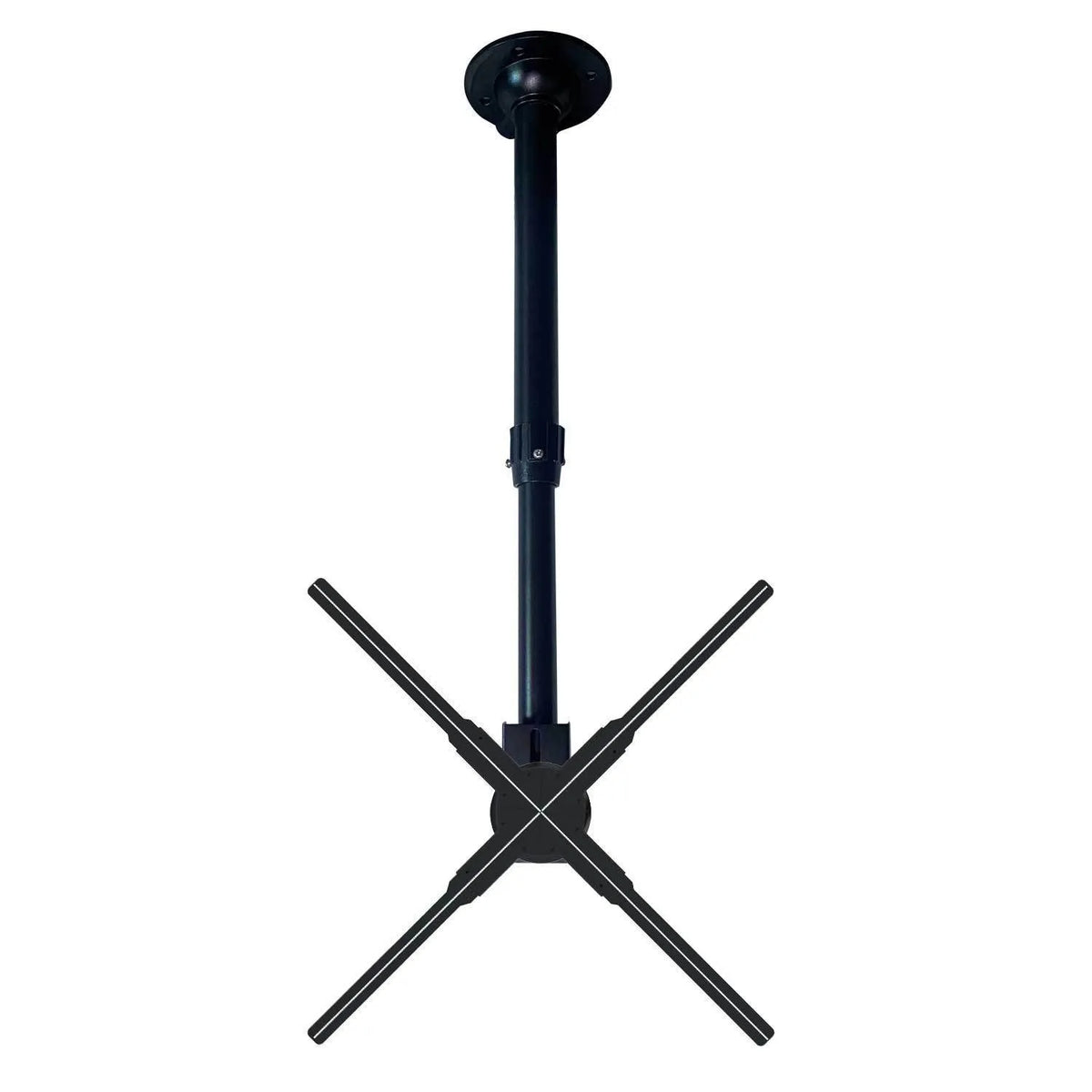 Black metal desktop stand bracket for holographic 3D projection fan advertising player, assembled