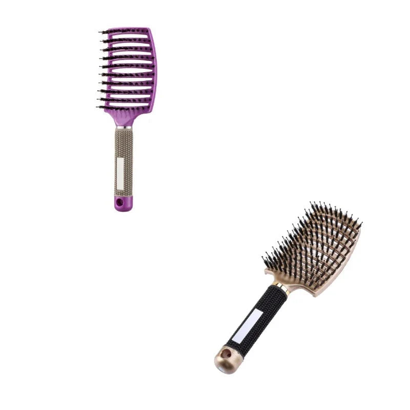 Detangling hairbrush with bristle and nylon teeth for effortless hair management and scalp massage