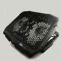 Black universal laptop cooling stand with copper heat sink plate and variable speed control