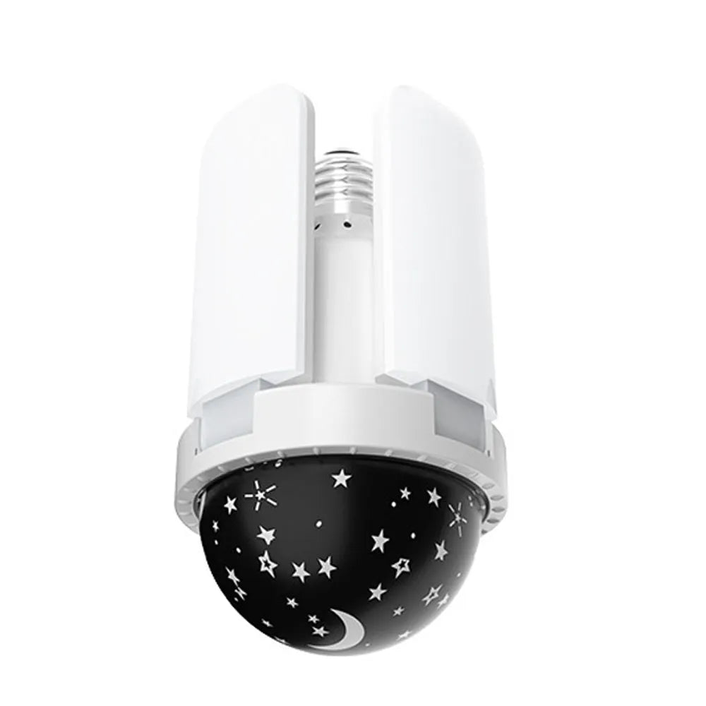 LED music fan projector lamp E27 24W smart bulb with remote control and PP lampshade