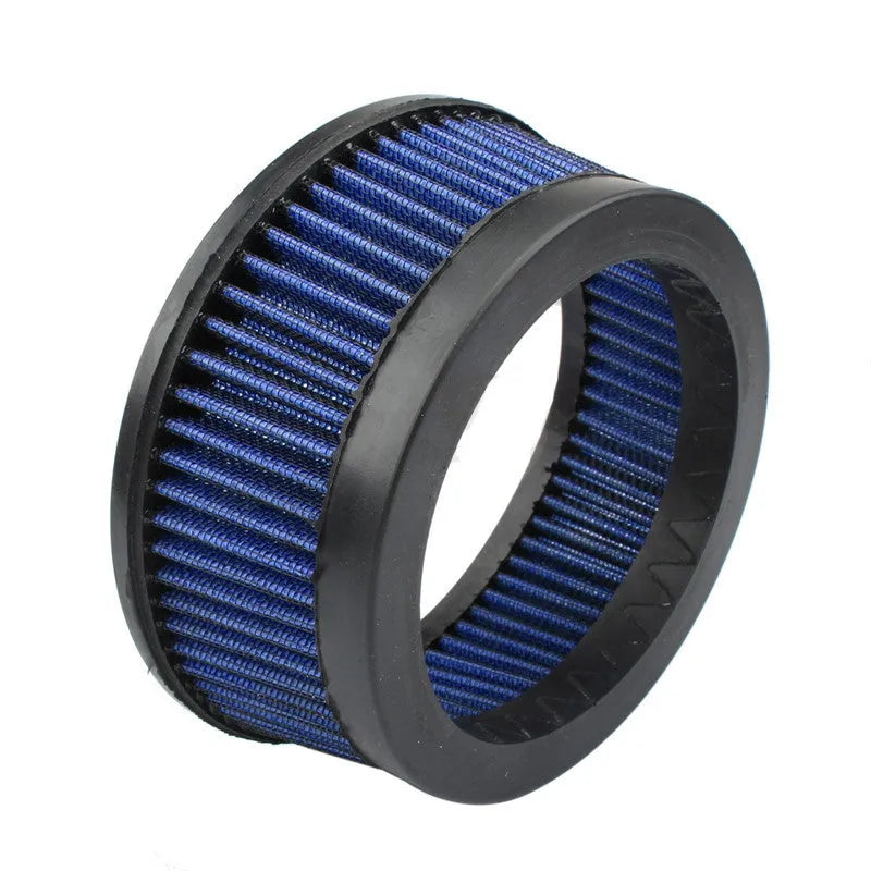 Aluminium air filter housing for car retrofit in various colour options including blue, red, and black.