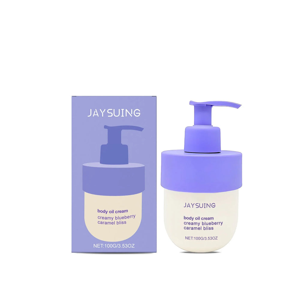 114g jar of blueberry caramel body cream with moisturising formula for all skin types