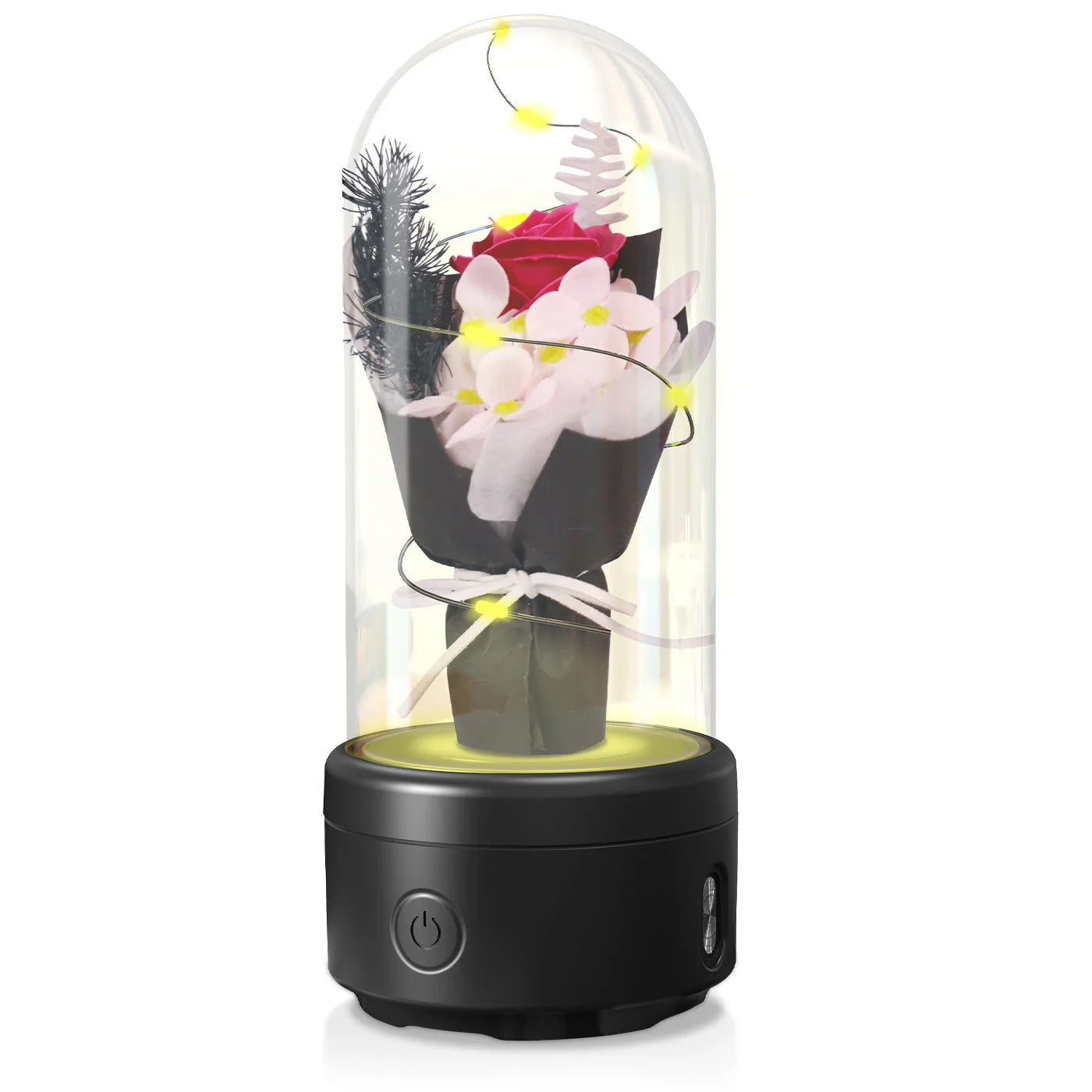 Enchanting 2-in-1 Rose Bouquet: Bluetooth Speaker and Luminous Night Light, with a mesmerizing LED light display and high-quality audio