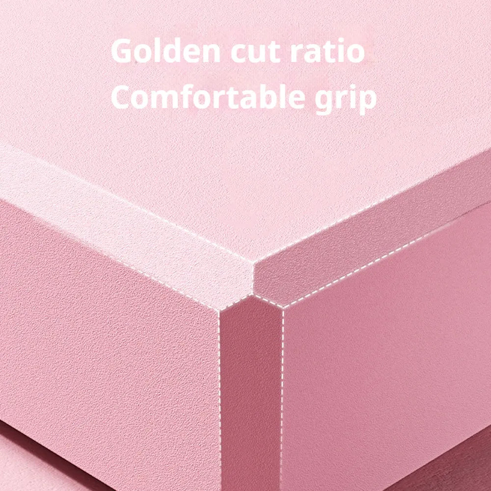 Solid colour EVA yoga block with grip ridges measuring 23x15x7.6cm