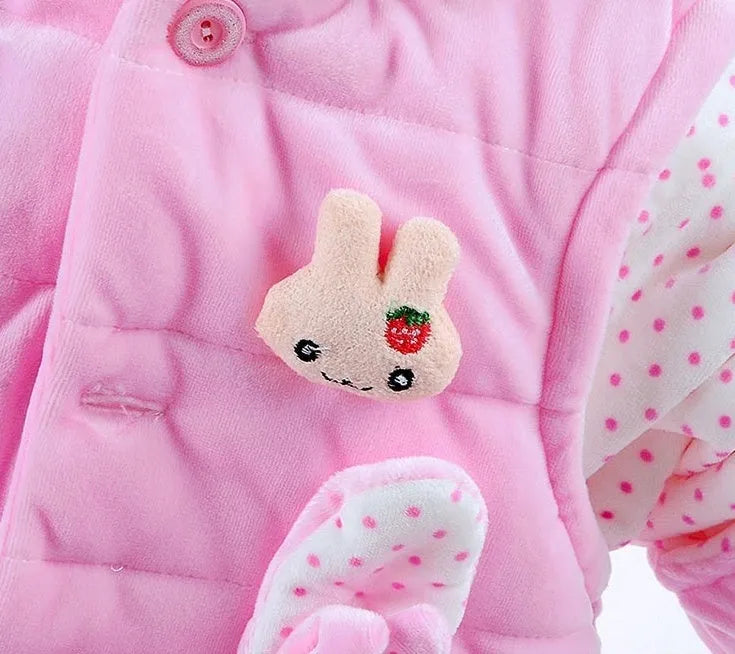 Baby girls pink autumn winter three-piece clothing set with jacket, pants, and vest