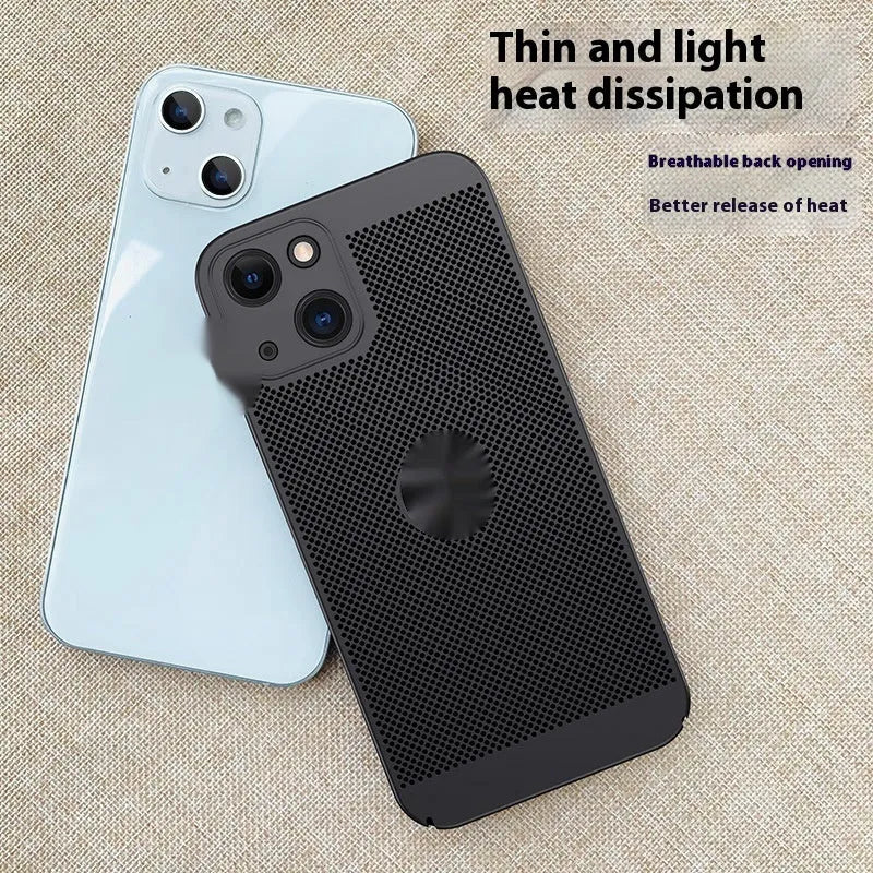 Matte solid colour PC phone case for iPhone showing heat dissipation and fingerprint resistance, in black finish