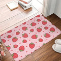Soft polyester flannel floor mat with choice of coastal starfish, cherry strawberry, or cow print designs.
