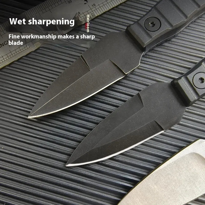 Outdoor camping portable high hardness stainless steel straight knife with black finish