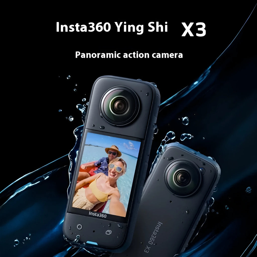 Panoramic motion camera with anti-shake function and included base in official standard colour