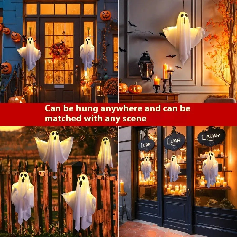 Luminous white and orange ghost horror light with cloth scream design for Halloween parties