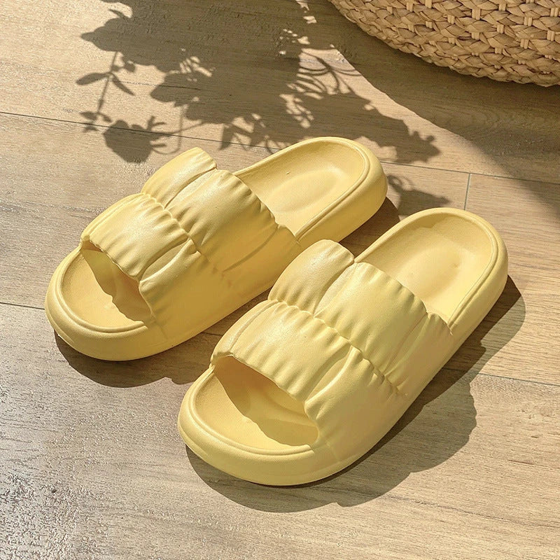 Stylish women's bathroom slides with soft, comfortable EVA soles and unique floral accents in a variety of vibrant colors