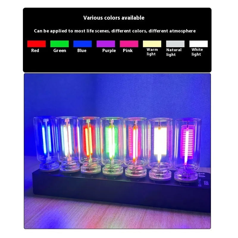 Retro Edison USB LED bulb with glass shell and warm glow, touch dimming, 0.3W 5V