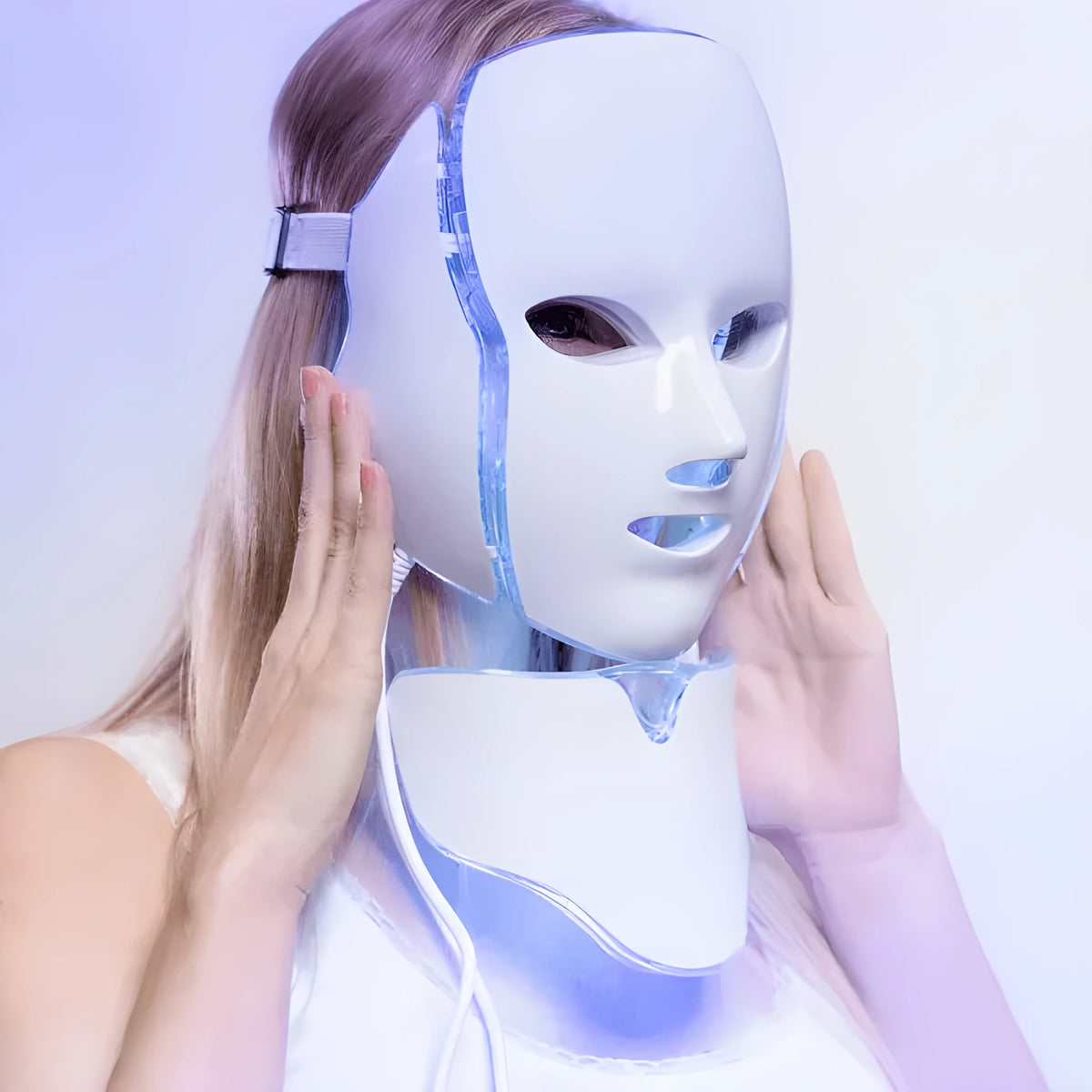 White anti acne LED mask spectrometer, plastic, 1.25kg, 24.5x24x17cm, infrared and colour light, home use