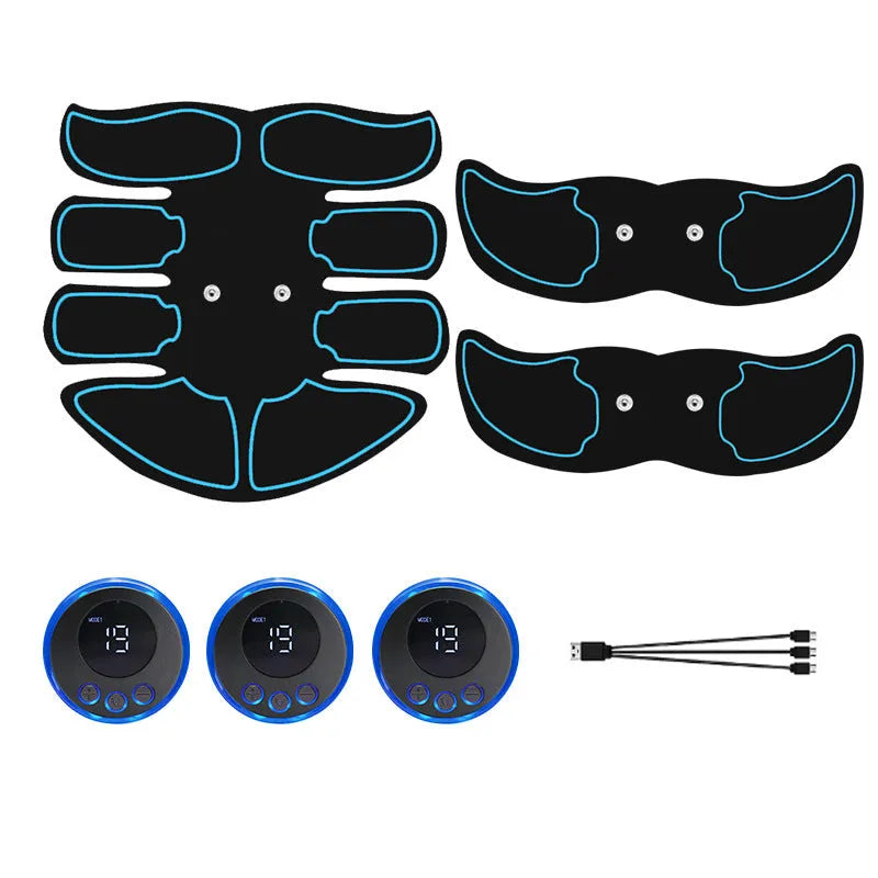 K81 digital abdominal muscle stimulation patch with triple pads and red, blue, or yellow edge trim options