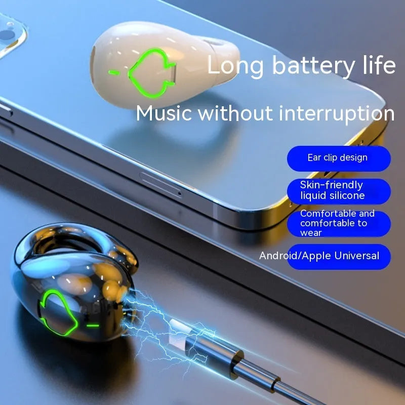 Clip-on Bluetooth headset in black or white, non in-ear, with 4-8 hours battery life