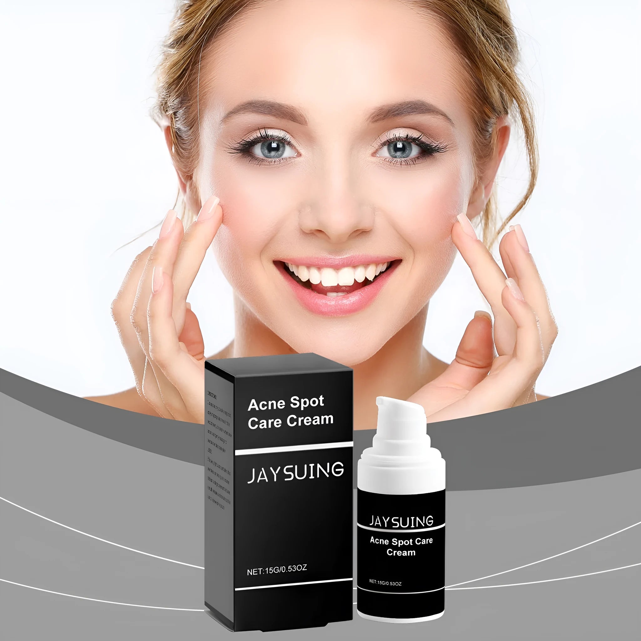 15g tube of mild acne treatment cream with mint, tea tree oil and aloe leaf ingredients