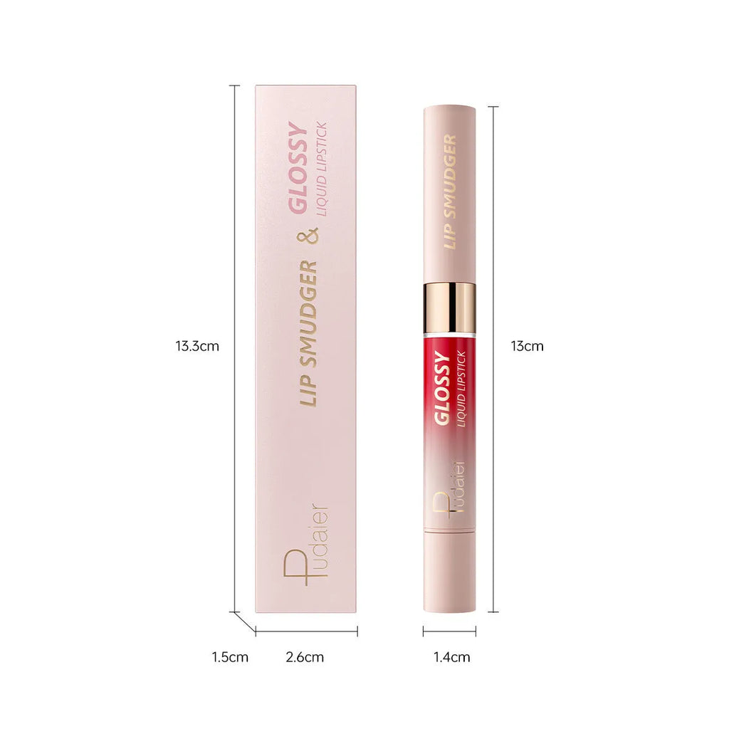 Double-headed lipstick with matte and glossy ends in ten colour options