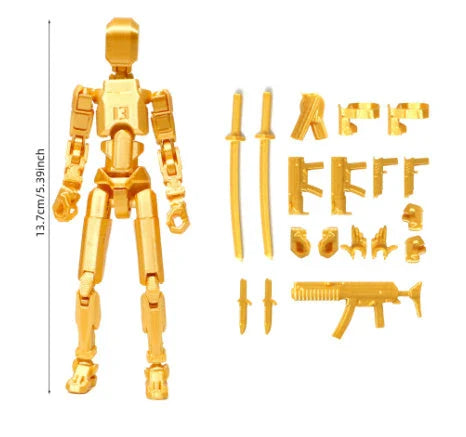 Posable 3D printed action figure mannequin toy with multi-jointed design for customizable poses and actions