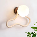Middle Ancient cream style bedroom wall lamp with white travertine glass lampshade and solid wood base