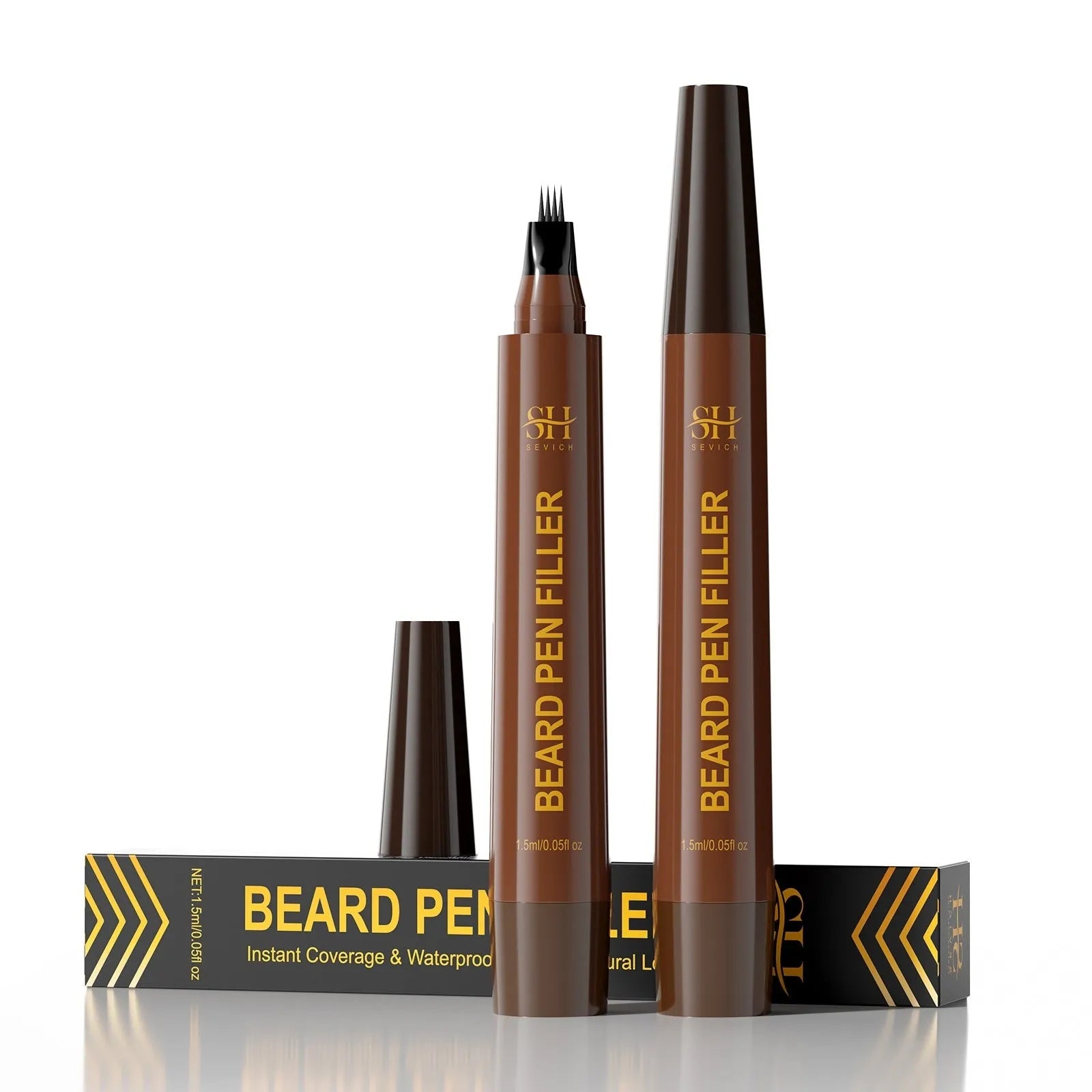 Men's sweatproof eyebrow pencil for beard and hairline enhancement in black or dark brown