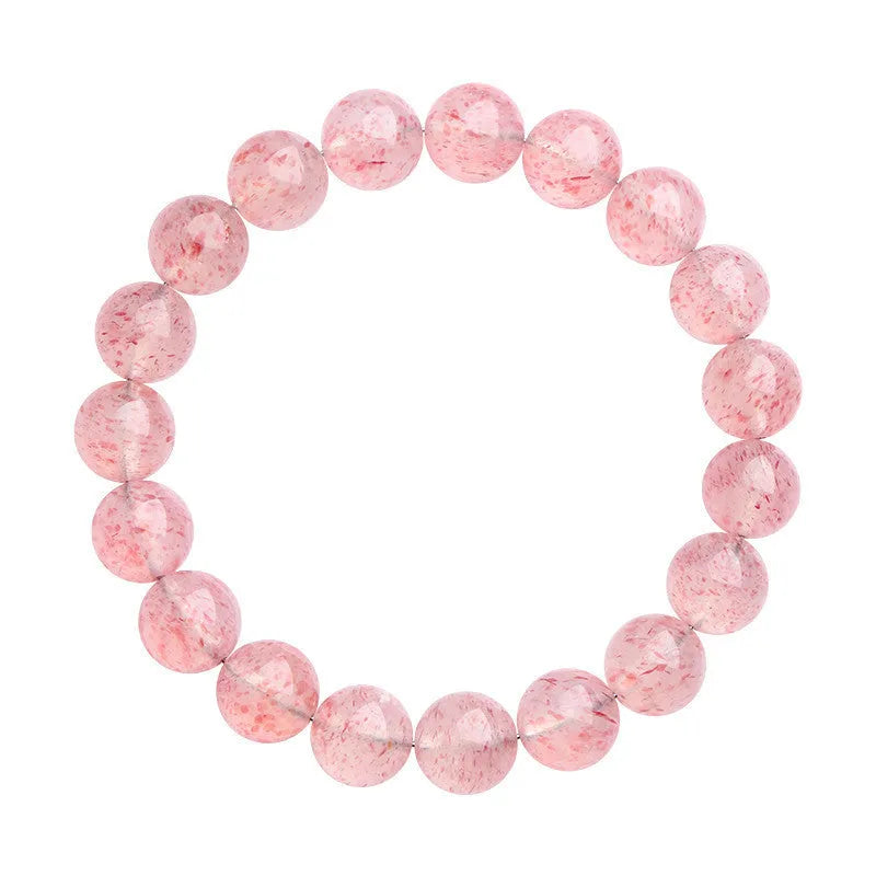 Natural white water strawberry quartz crystal bracelet with 10–10.8mm round beads.
