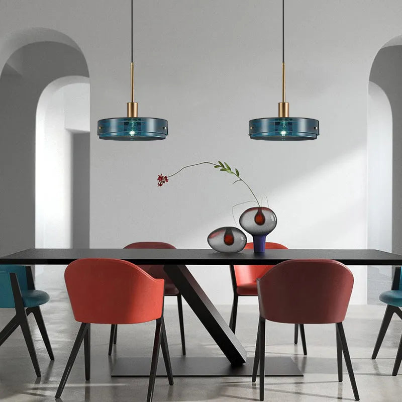Modern minimalist glass single-head droplight pendant ceiling lamp, 280mm, 220V, 5 Watt warm light, horizontal or vertical style.
