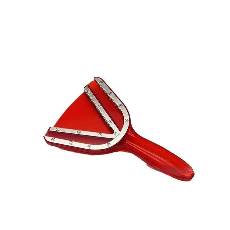 Red ABS plastic telescopic bottle opener with can opener tool on a white background.