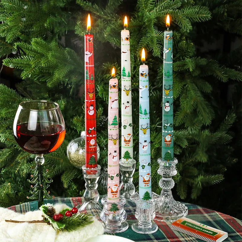 Cylindrical paraffin candle in bright red, 2.2cm by 25cm, for Christmas decoration