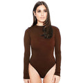 Women's tight-fitting high elasticity shorts jumpsuit in apricot colour on a model.