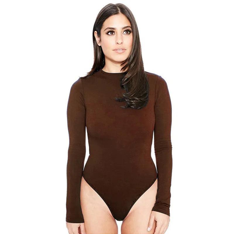 Women's tight-fitting high elasticity shorts jumpsuit in apricot colour on a model.