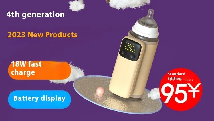 Universal baby bottle insulation warmer with 8000mAh fast-charge battery, charger, and instruction manual.