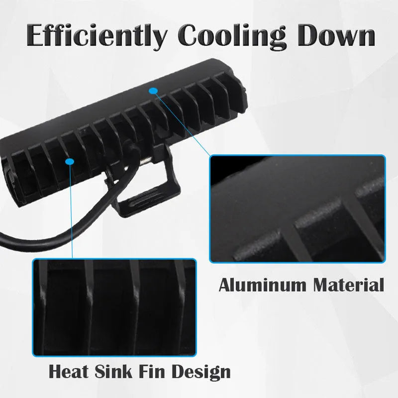 Black aluminium LED strip work light with straight line shape measuring 153mm