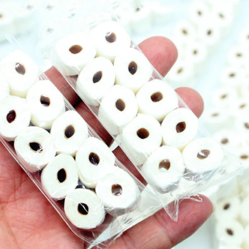 Miniature paper simulated toilet paper roll model with cardboard tube for children.