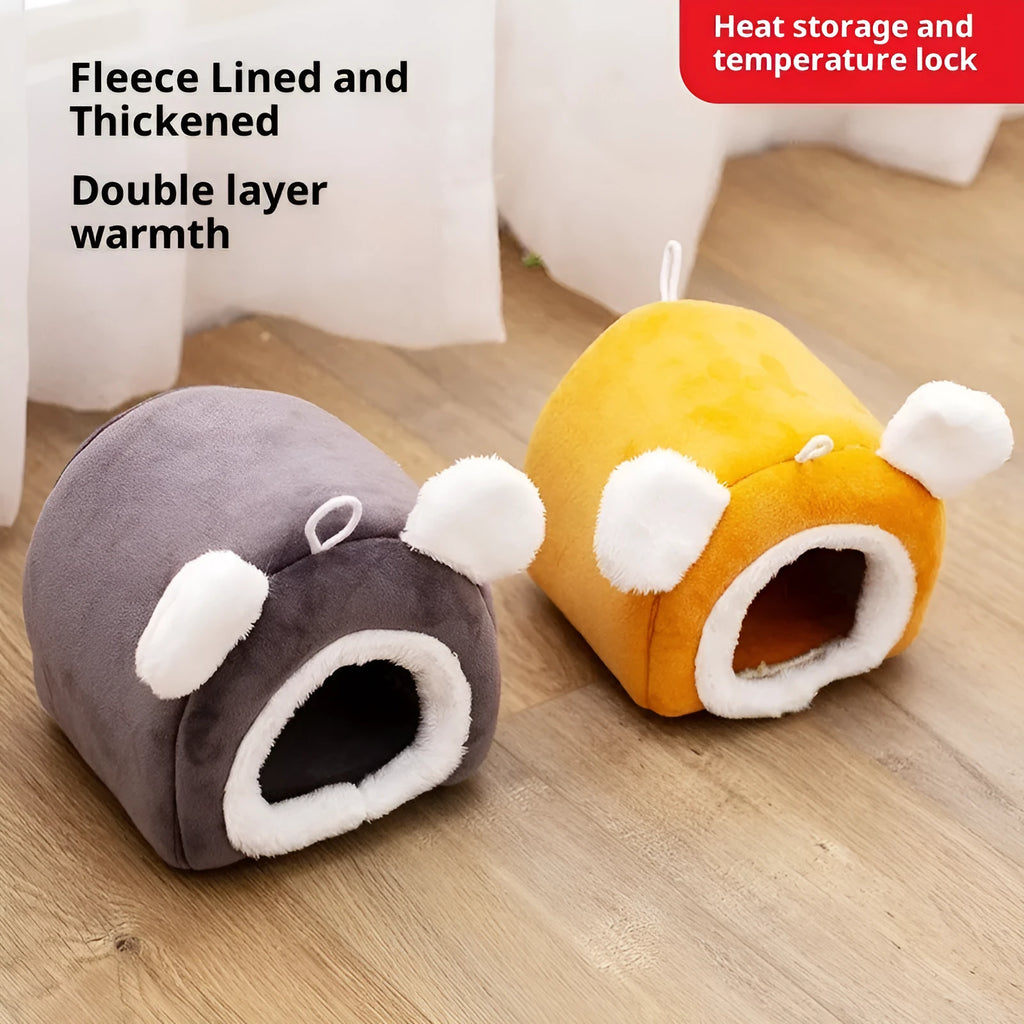 Thick cloth hamster nest bed in grey or orange, 12cm or 15cm cube, winter small pet bed