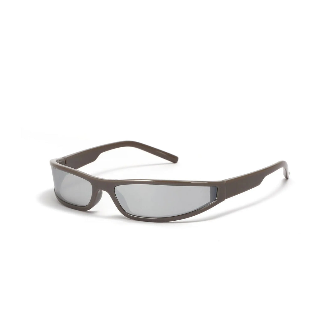 Future style narrow frame sunglasses with unisex design showing four colour variations