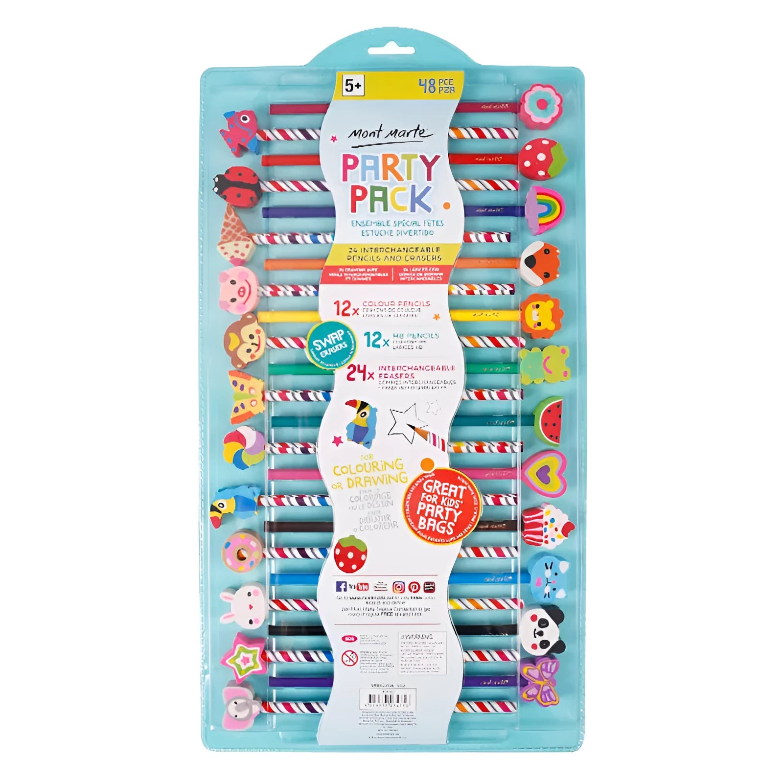 Wooden colour pencil set with 24 different colours in cartoon style packaging