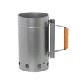 Zinc-iron alloy charcoal fire starter bucket with oven igniter for outdoor barbecues