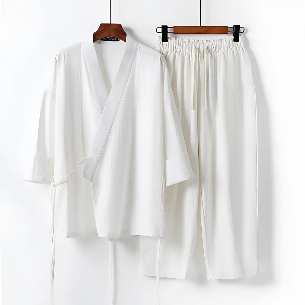 Cotton linen cardigan Hanfu two-piece suit in traditional design with modern silhouette