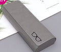 Simple high-grade leather glasses case in gray with hard shell for eyewear protection