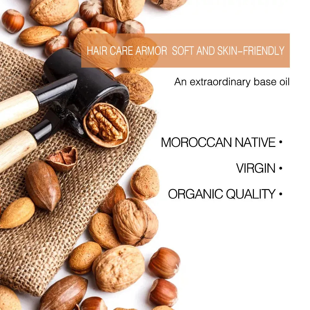 100ml leave-in conditioner oil with argan, castor, jojoba, and coconut oils in a clear bottle