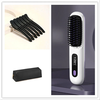 Cordless Hair Straightener Brush with Wireless Design, Advanced Heating Technology, and High-Capacity Battery for Effortless Salon-Quality Styling