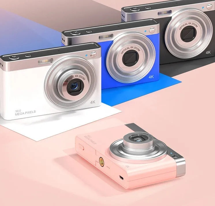 Entry-level student digital camera with CCD sensor and HD beauty mode, travel portable plastic body, retro style