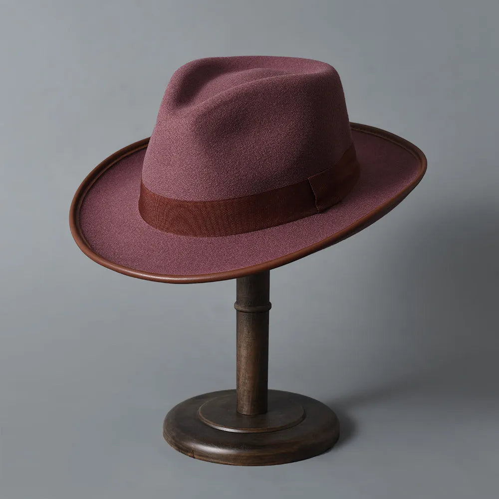 Unisex western cowboy sun hat with wide brim, satin weave, stitched monochrome pattern, size M