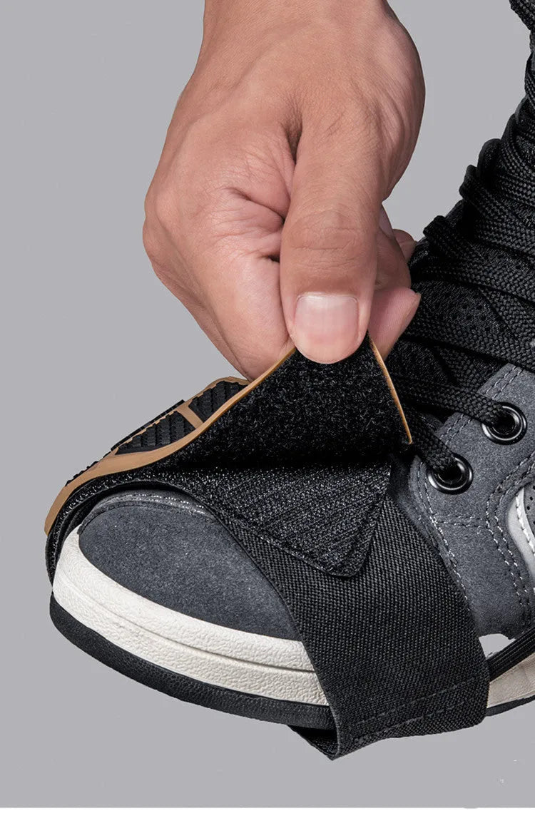Motorcycle gear cover in grey or brown, non-slip rubber widened shoe protector for gear shift lever.